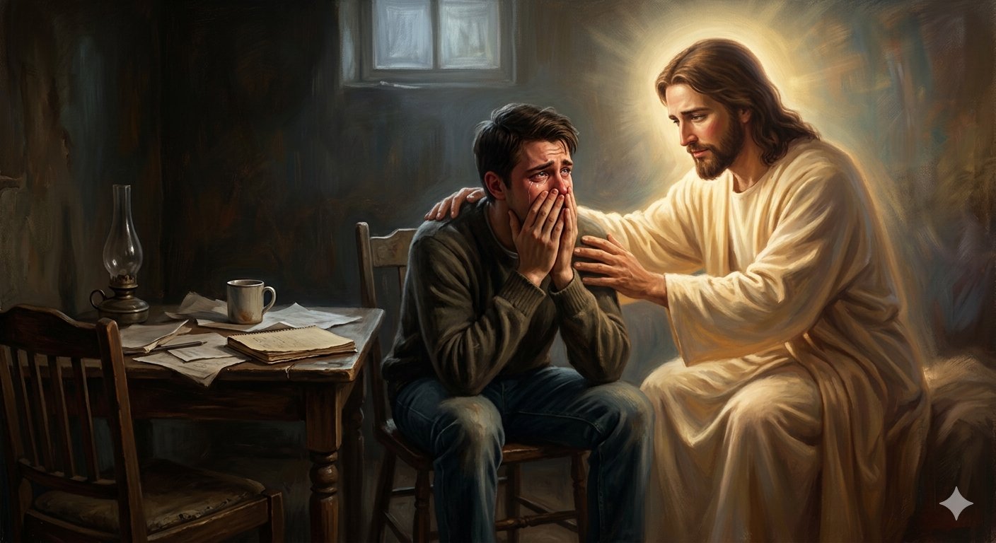 Jesus bringing spiritual healing, peace, and balance to a troubled world